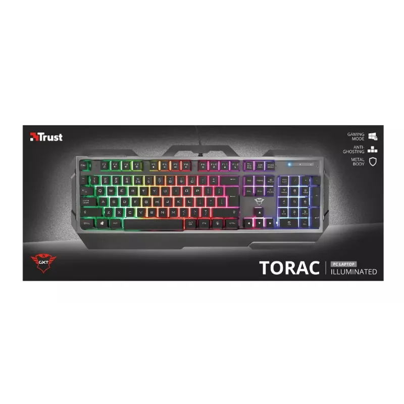 Žaidimų klaviatūra Trust GXT 856 Torac USB QWERTZ vokiška juoda RGB LED