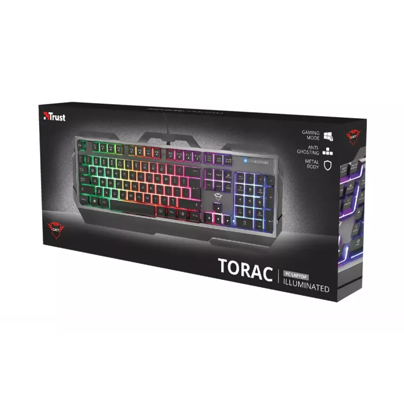 Žaidimų klaviatūra Trust GXT 856 Torac USB QWERTZ vokiška juoda RGB LED