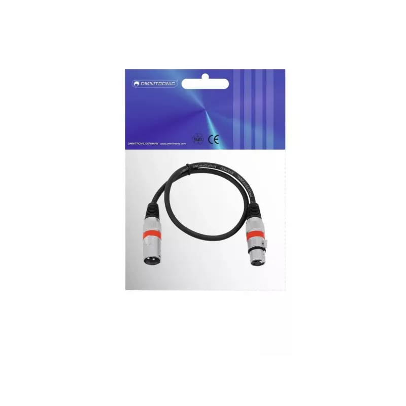 Garsinis kabelis Omnitronic 30220401 0,5 m XLR 3 kontaktų juodas