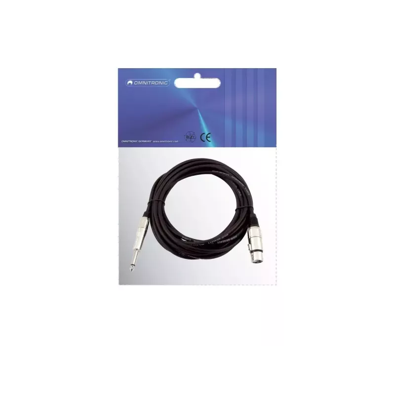Audio kabelis Omnitronic 30225170 5m XLR 3-pin 6,35mm juodas