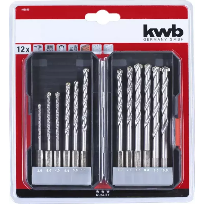 Mūrinis grąžtų rinkinys KWB 108840 12 vnt.