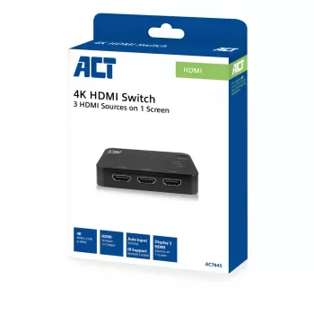 ACT 4K HDMI jungiklis 3x1 juodas 60Hz 1920x1080 3840x2160