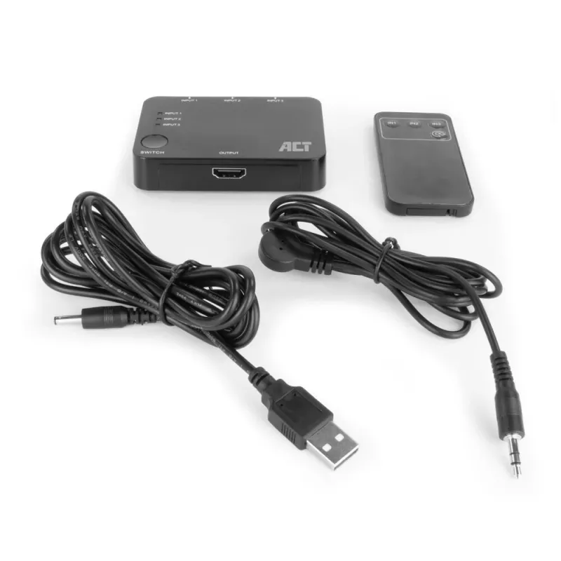 ACT 4K HDMI jungiklis 3x1 juodas 60Hz 1920x1080 3840x2160