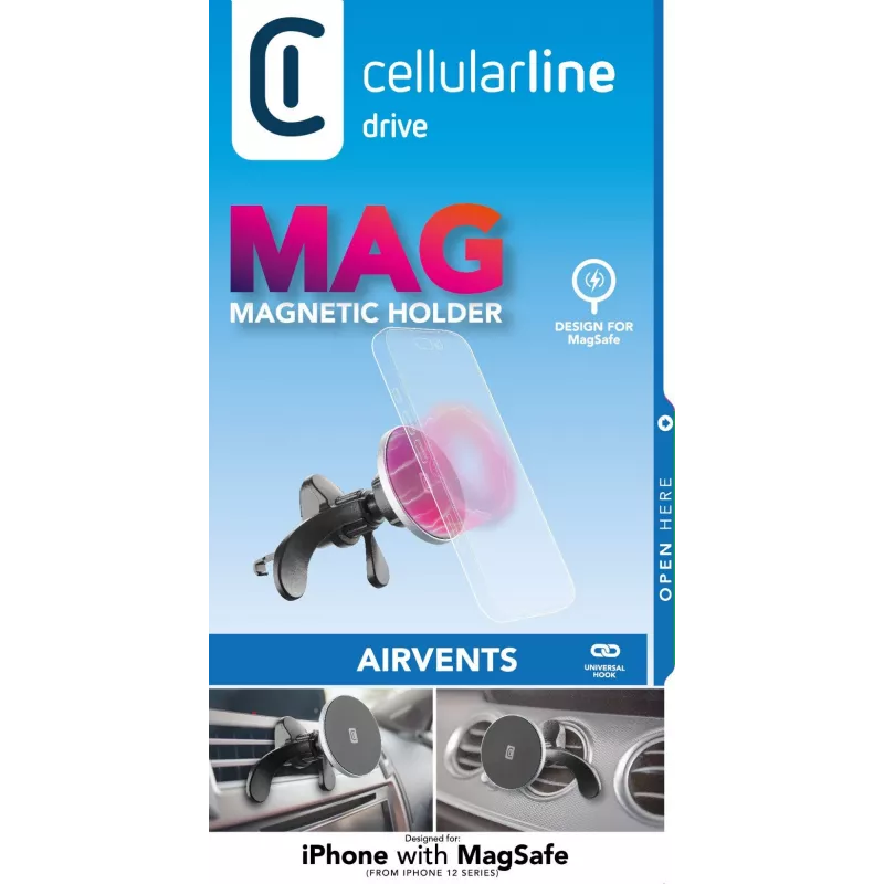 Cellularline Touch Mag Air Vents – magnetinis laikiklis automobiliui, skirtas MagSafe sistemai