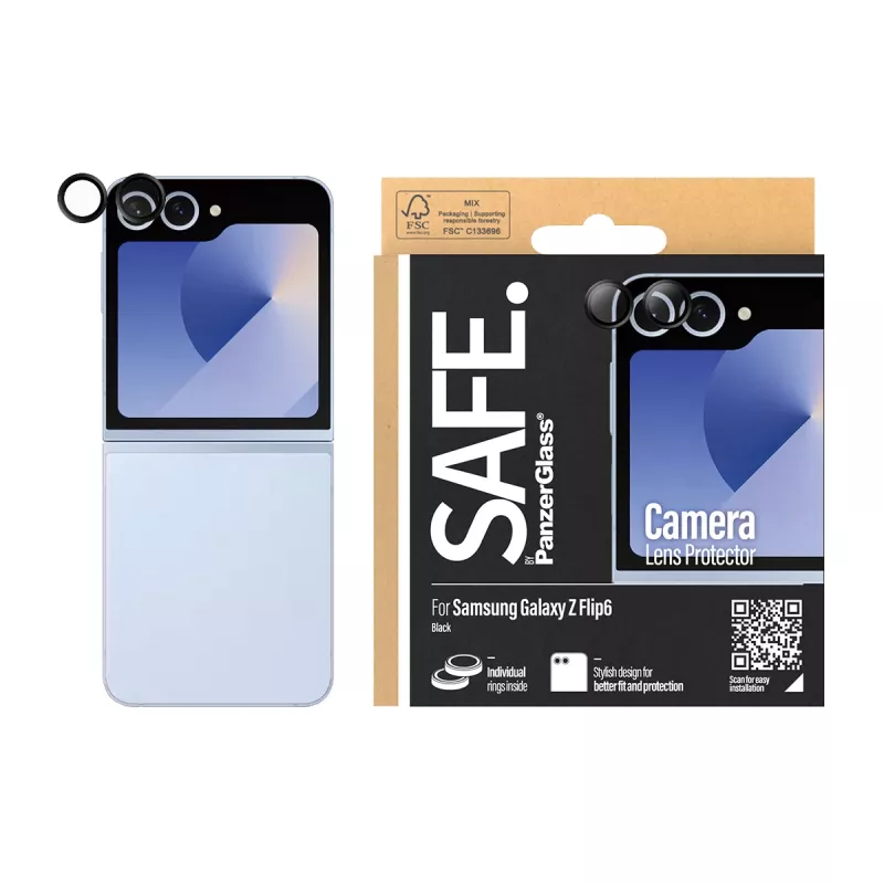 PanzerGlass SAFE. apsauginis objektyvo stikliukas Samsung Galaxy Z Flip6 juodas