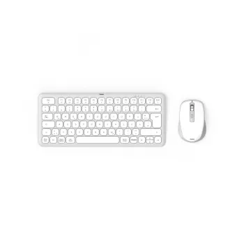 Hama WKM-500 belaidė ir laidinė klaviatūra su pele, QWERTZ, pilka/balta