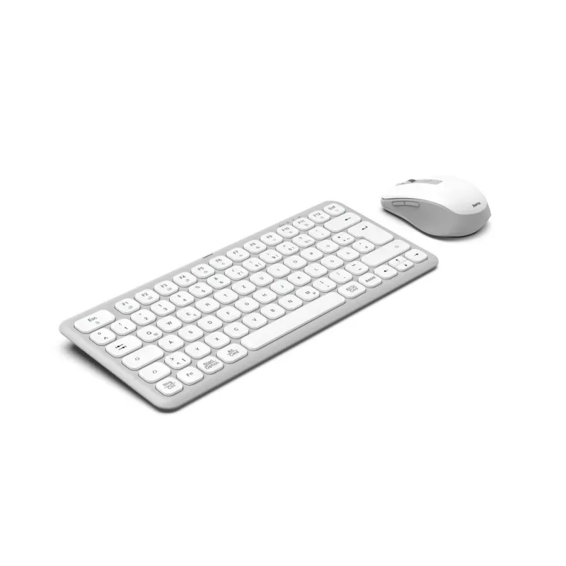 Hama WKM-500 belaidė ir laidinė klaviatūra su pele, QWERTZ, pilka/balta