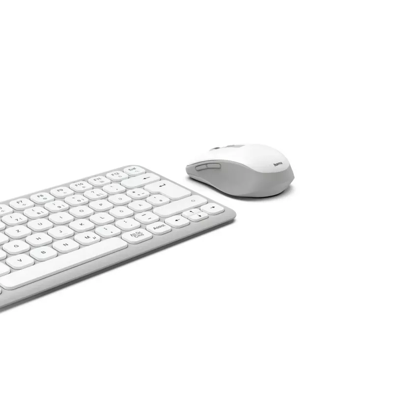 Hama WKM-500 belaidė ir laidinė klaviatūra su pele, QWERTZ, pilka/balta