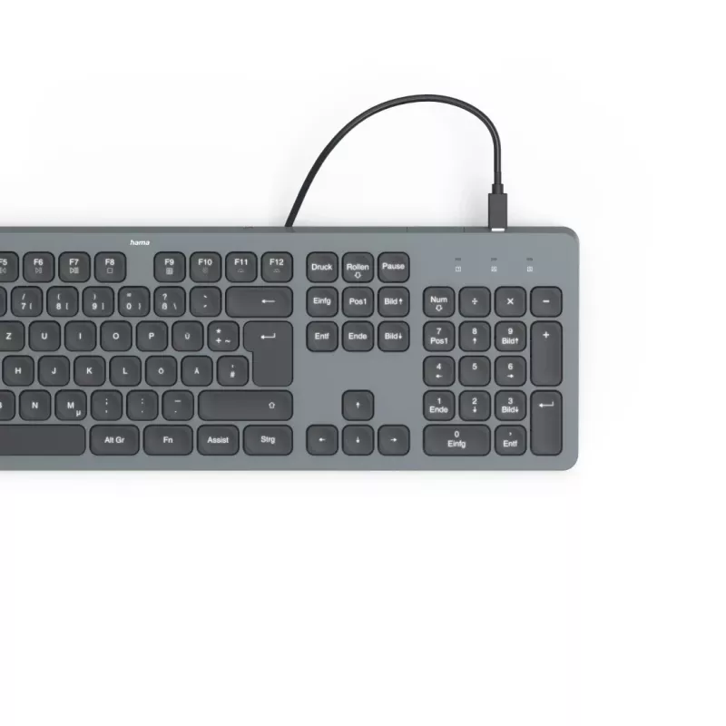 Hama CK-400 klaviatūra biurui USB QWERTZ vokiška juoda, tamsiai pilka