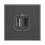 Legrand HS4287C2 kištukinis lizdas su 2x USB, antracitas