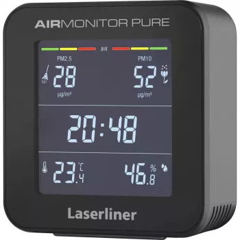 Laserliner AirMonitor PURE Juodas oro kokybės matuoklis, temperatūros diapazonas -9.9 iki 50 °C