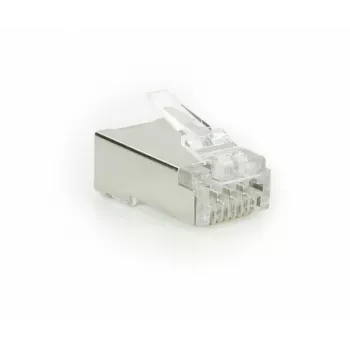 ACT CAT6A praėjimo tipo ekranuotas modulinis RJ45 jungtis, auksiniai kontaktai, sidabrinė permatoma