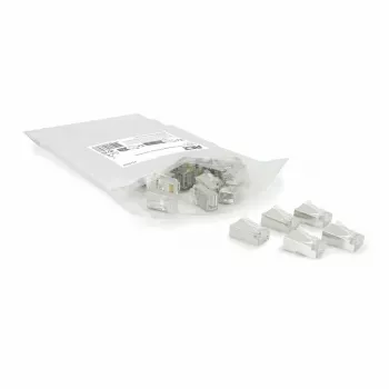 ACT CAT6A praėjimo tipo ekranuotas modulinis RJ45 jungtis, auksiniai kontaktai, sidabrinė permatoma