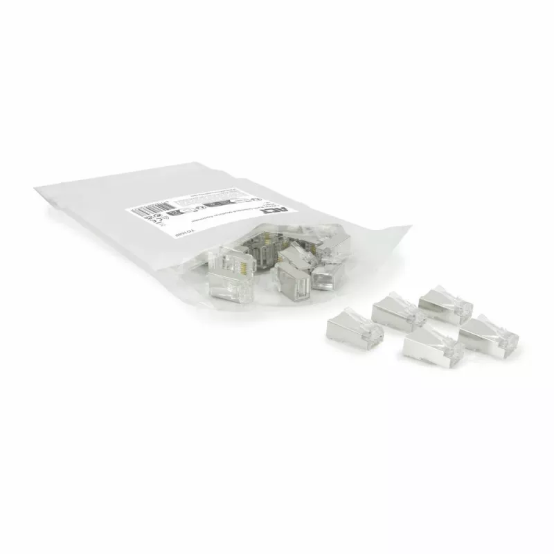 ACT CAT6A praėjimo tipo ekranuotas modulinis RJ45 jungtis, auksiniai kontaktai, sidabrinė permatoma