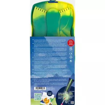 Dažų rinkinys Faber-Castell 125036 Dinozaurų dizainas, 12 spalvų + balta, maišomi indeliai