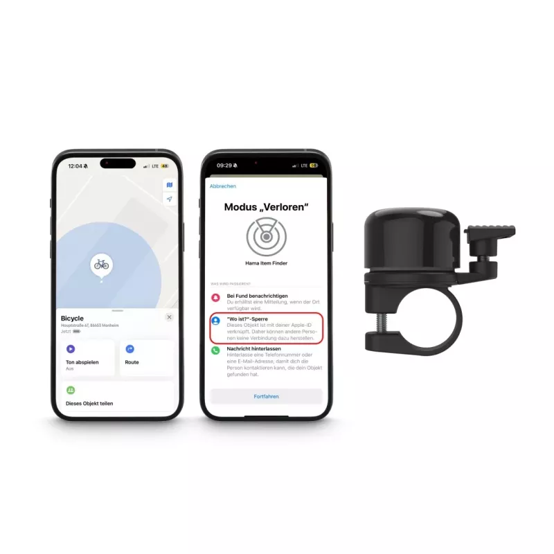 Hama AirBell Pro Bell – belaidis Bluetooth skambutis dviračiui su „Find My“ tinklo palaikymu