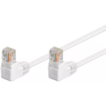 Pataisos kabelis Goobay CAT 5e 2x 90° Kampinis U/UTP Baltas 10 m