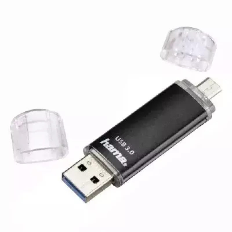 Hama Laeta Twin USB atmintukas, USB 3.0, 128 GB, 40 MB/s, juodas