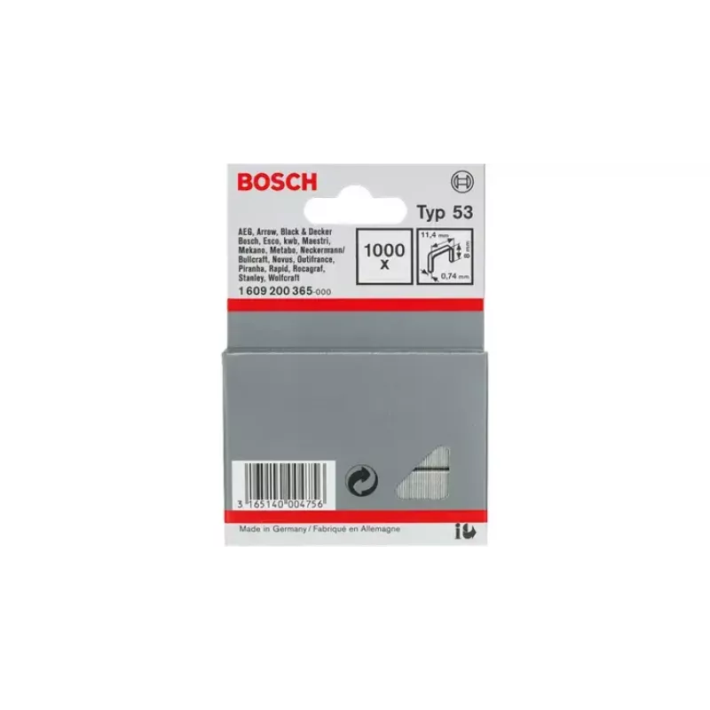 Bosch plonos vielos kabės, tipas 53 (11,4 x 0,74 x 6 mm, 1000 vnt.)