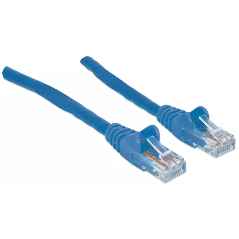 Intellinet tinklo jungiamasis laidas, Cat6, 20 m, mėlynas, CCA, U/UTP, PVC, RJ45, paauksuoti kontaktai, apsaugotas nuo užkabinimo, su gaubtuku, garantija visam laikui