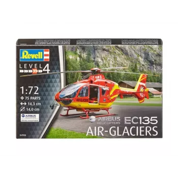 REVELL EC135 Air-Glaciers surinkimo modelis, mastelis 1:72, ilgis 143 mm, rotoriaus skersmuo 140 mm
