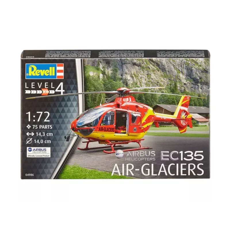 REVELL EC135 Air-Glaciers surinkimo modelis, mastelis 1:72, ilgis 143 mm, rotoriaus skersmuo 140 mm
