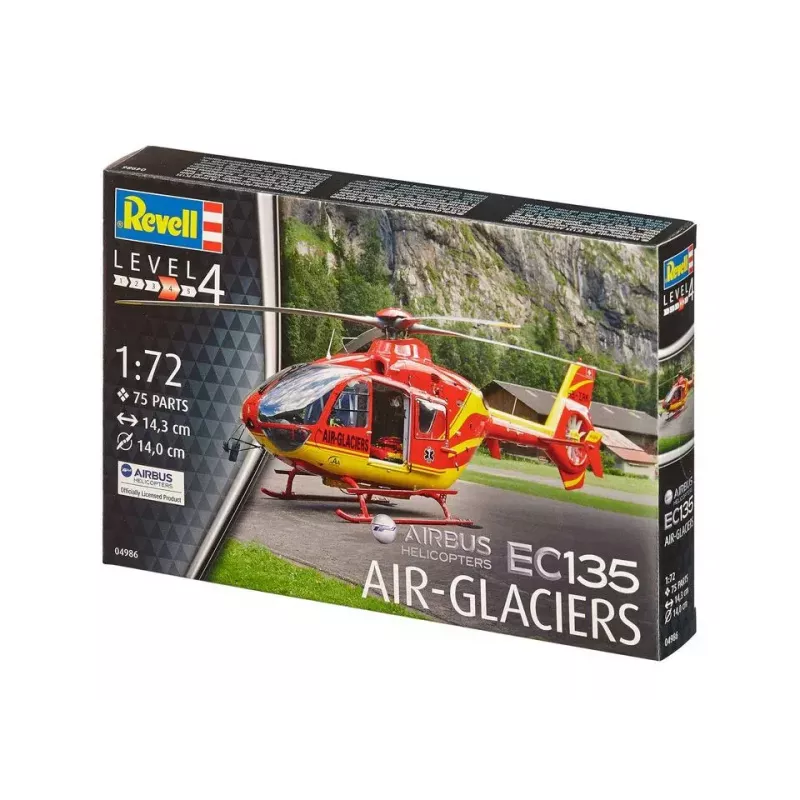 REVELL EC135 Air-Glaciers surinkimo modelis, mastelis 1:72, ilgis 143 mm, rotoriaus skersmuo 140 mm