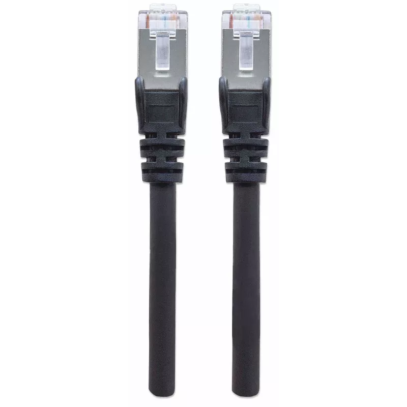 Intellinet Network Patch Cable, 10 m, juoda, Cat7 kabelis / Cat6A kištukai, varis, S/FTP, LSOH / LSZH, RJ45, auksuoti kontaktai, be užkliuvimo, su apsauginiu gaubteliu, viso gyvenimo garantija