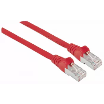 Intellinet tinklo jungiamasis laidas, Cat7 kabelis / Cat6A kištukai, 30 m, raudonas, varinis, S/FTP, LSOH / LSZH, PVC, RJ45, auksuoti kontaktai, su apsauginiu gaubteliu, su įvore, viso gyvenimo garantija