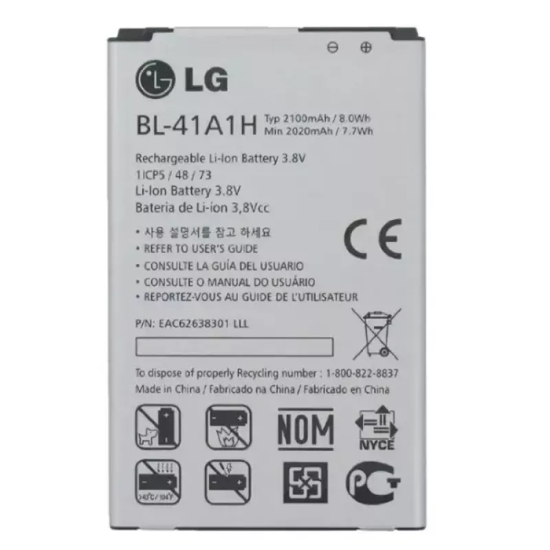 Pakeitimo ličio jonų baterija OEM BL-41A1H, skirta LG F60 D390N, 2100 mAh