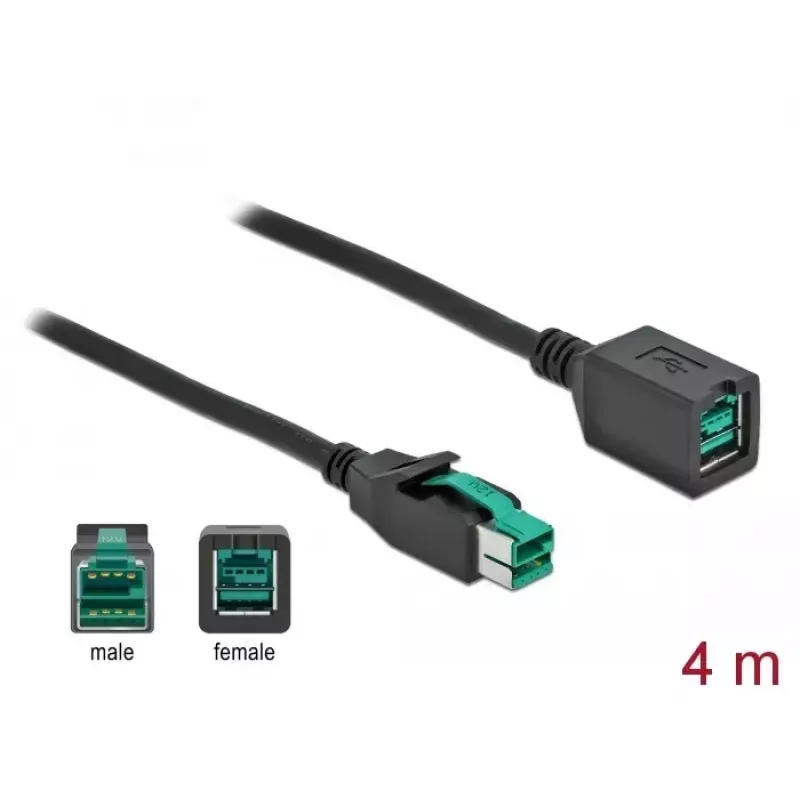 Prailginamasis kabelis Powered USB DeLOCK 85983 12 V 4 m Juoda