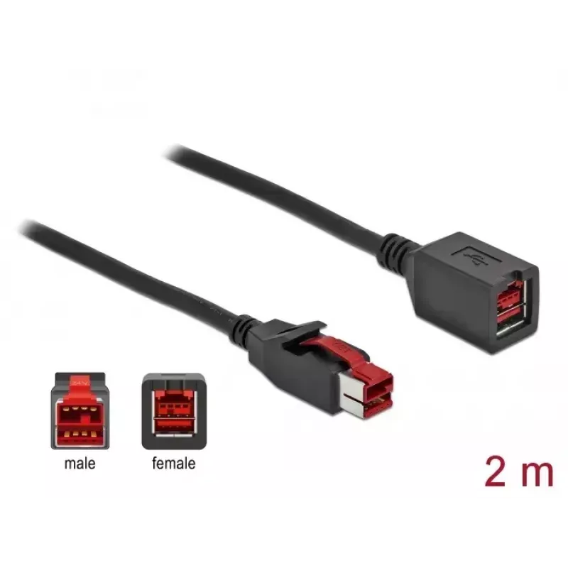 Ilginamasis PoweredUSB kabelis DeLOCK 85986 24 V 2 m Juodas