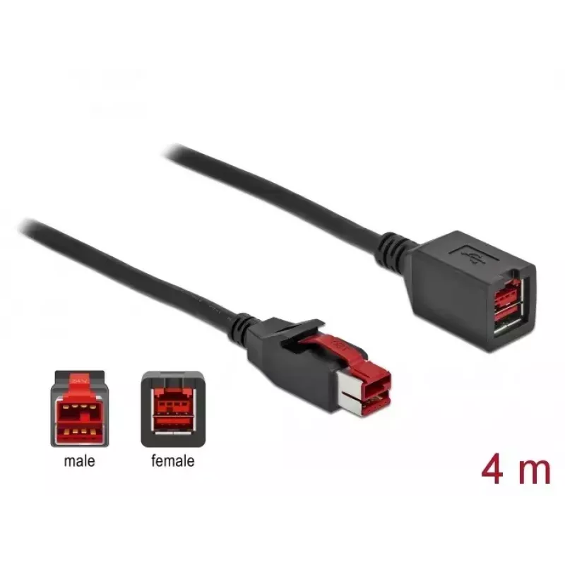 Prailginamasis Powered USB kabelis DeLOCK 85988 24 V 4 m Juodas