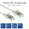 ACT pilka 0,5 m LSZH U/FTP CAT6A plonas duomenų centro pataisos kabelis su apsauga nuo užkabinimo ir RJ45 jungtimis