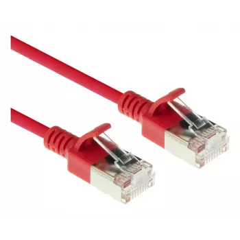 ACT Red 2 metrai LSZH U/FTP CAT6A plonas duomenų centro pataisos laidas su apsauga nuo užkabinimo ir RJ45 jungtimis