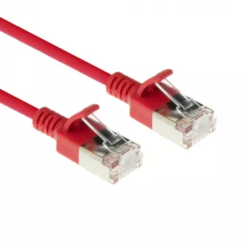 ACT Red 3 metrų LSZH U/FTP CAT6A duomenų centro plonas pataisos kabelis su apsaugotais RJ45 kištukais