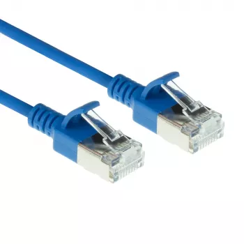 ACT Blue 2 m LSZH U/FTP CAT6A duomenų centro plonas jungiamasis kabelis su apsaugotais RJ45 kištukais
