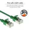 ACT Green 0,5 m LSZH U/FTP CAT6A plonas centrinis jungiamasis kabelis su apsauga nuo užkabinimo ir RJ45 jungtimis