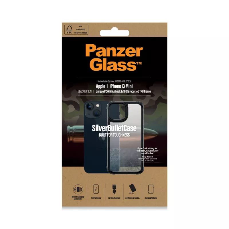 PanzerGlass SilverBullet ClearCase iPhone 13 Mini Juodas
