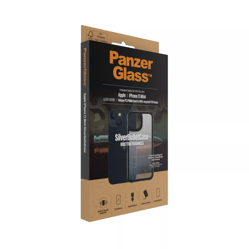 PanzerGlass SilverBullet ClearCase iPhone 13 Mini Juodas