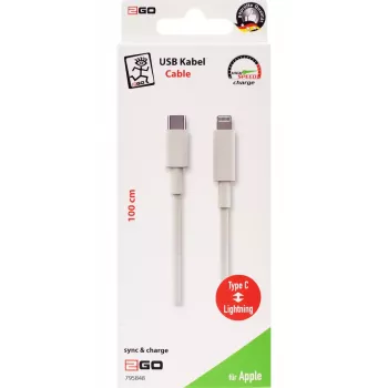 2GO 795848 USB C – Lightning laidas 1 m, baltas