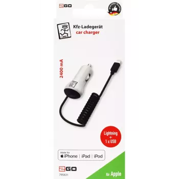 Automobilinis įkroviklis mobiliems įrenginiams 2GO 795631, 12/24V, 5V, 2400 mA, baltas