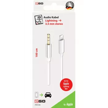 Garso kabelis 2GO 797218 1m 3,5mm Lightning baltas