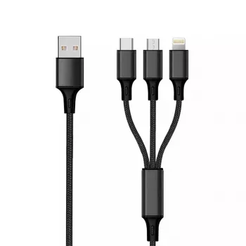 USB laidas 2GO 797153 1,5 m USB B USB-C / Micro-USB B / Lightning juodas