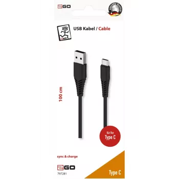 USB kabelis 2GO 797281 1m USB B USB C juodas