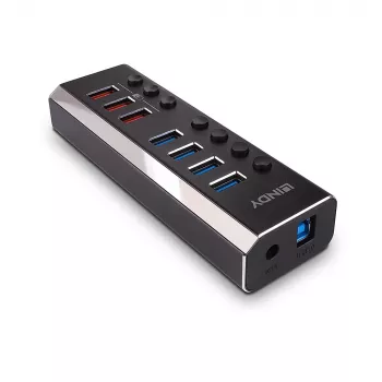 Lindy 4 prievadų USB 3.0 šakotuvas su 3 Quick Charge 3.0 prievadais