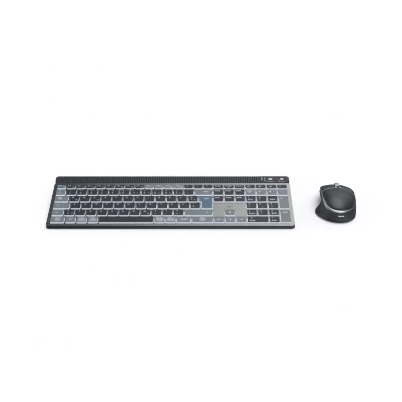 Belaidis klaviatūros ir pelės rinkinys Hama WKM-750, Bluetooth, QWERTZ, pilkas/juodas/mėlynas