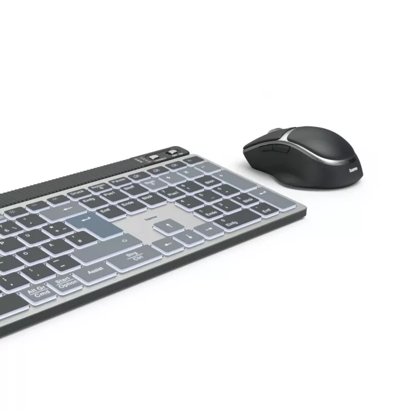 Belaidis klaviatūros ir pelės rinkinys Hama WKM-750, Bluetooth, QWERTZ, pilkas/juodas/mėlynas
