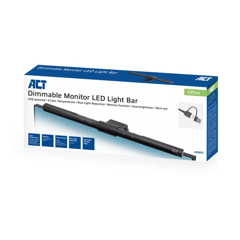 ACT AC8055 LED juostinė lemputė monitoriui, pritemdoma, USB maitinimas