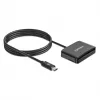 Manhattan USB-C kontaktinių kortelių skaitytuvas su microSD lizdu, USB Type-C vyriškas prie kontaktinio skaitytuvo sąsajos ir microSDXC, palaiko Windows, macOS ir Linux, skaito SIM korteles su adapteriu, kabelis 1m, juodas, trejų metų garantija